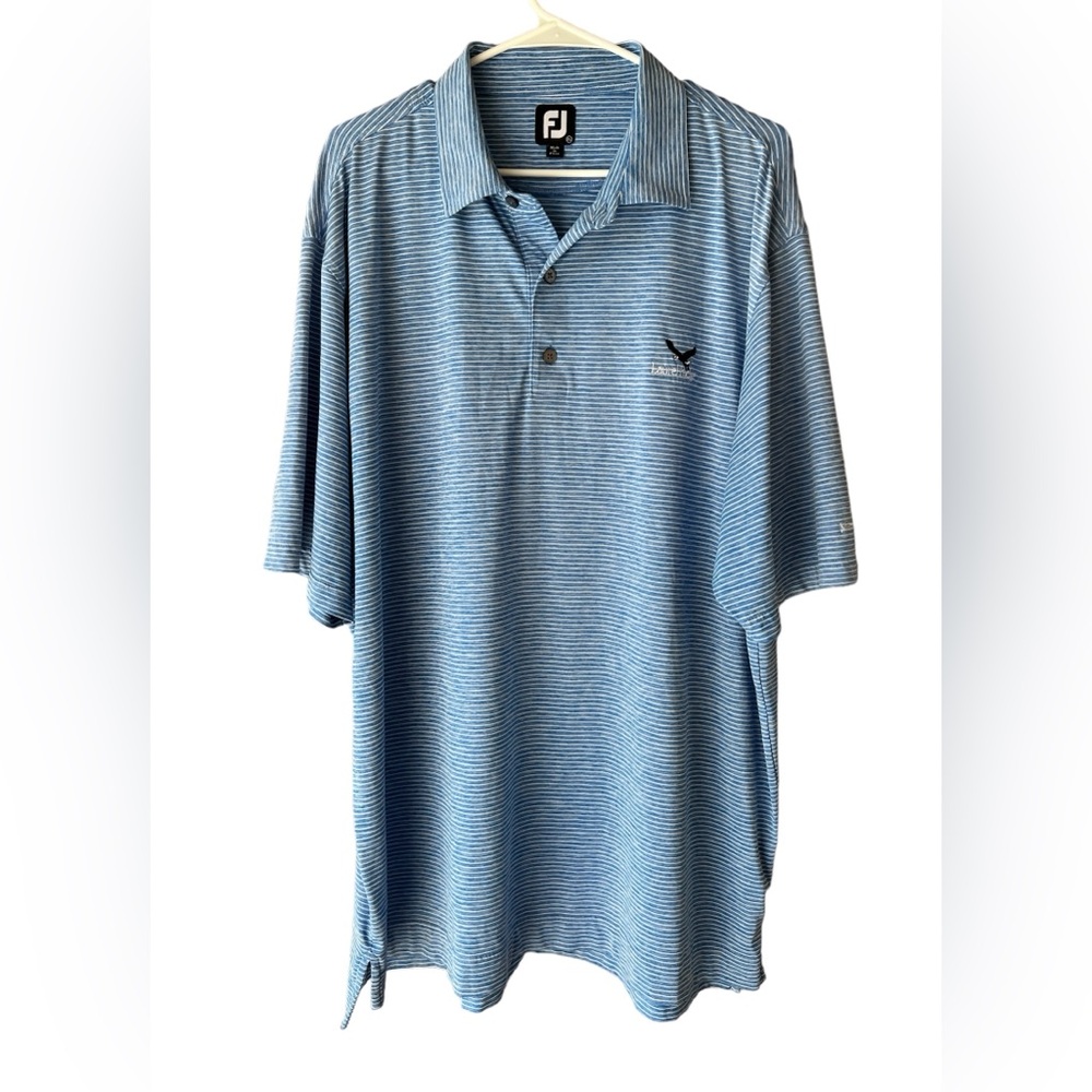 FootJoy Men's Golf Shirt Short Sleeve Polo Heather Blue Striped Size 2XL